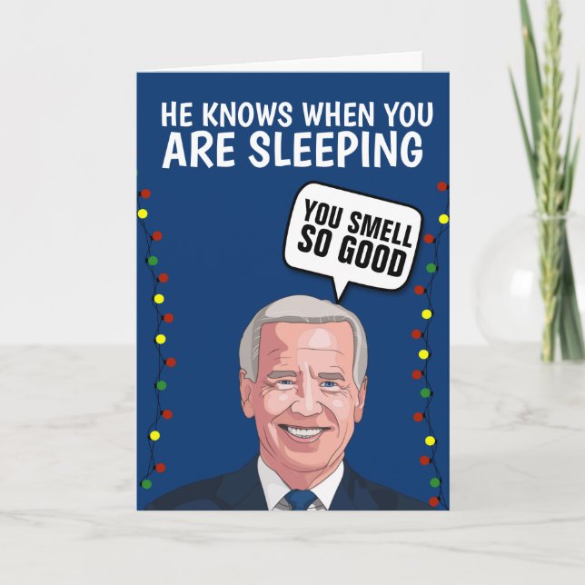 TARJETA FESTIVA CREEPY JOE BIDEN SNIFF NAVIDADES GREETING CARD (Anverso)