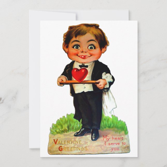 Tarjeta Festiva Creepy Vintage Valentine Day (Anverso)