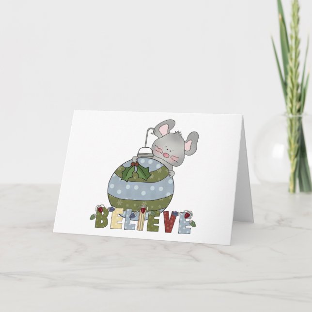 Tarjeta Festiva Creer camisetas y regalos con ornamentos de ratón (Anverso)