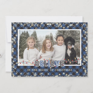 Tarjeta Festiva Creer en la foto de Magic Blue Plaid