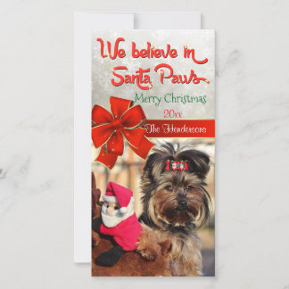 Tarjeta Festiva Creer en la foto de Santa Paws