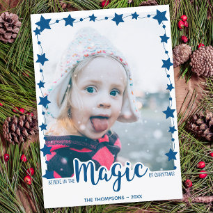 Tarjeta Festiva Creer en la magia de la foto del Personalizado de