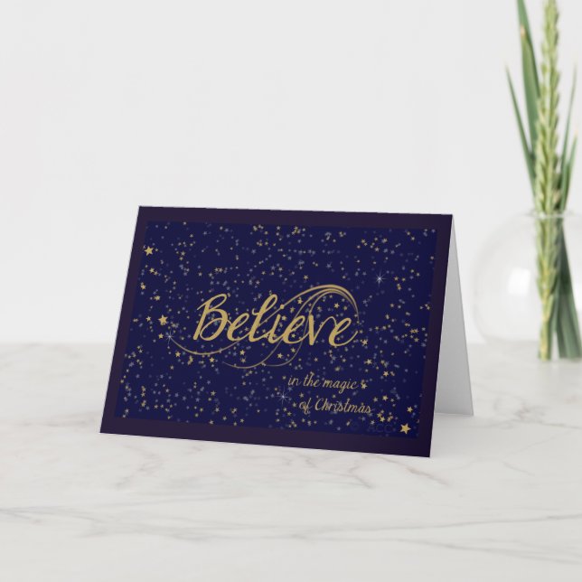 Tarjeta Festiva Creer en la magia de los Navidades (Anverso)