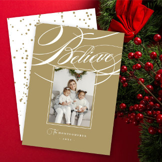 Tarjeta Festiva Creer marco elegante foto de Navidades religiosos