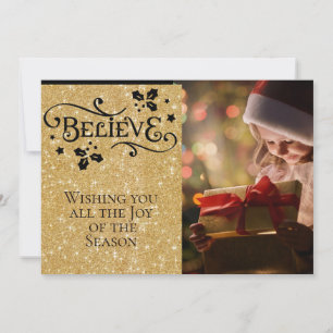 Tarjeta Festiva CREER /Navidades/2-cara/Gold-negro personalizado