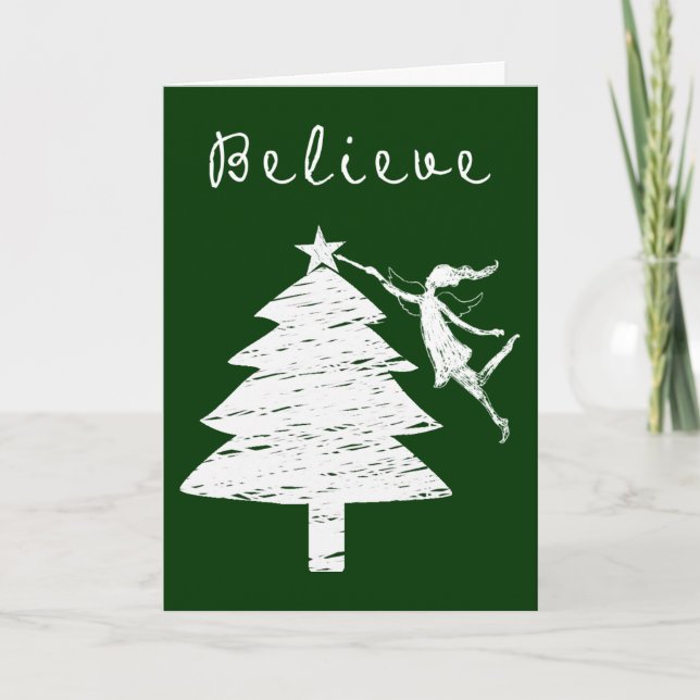 Tarjeta Festiva Creer Navidades de hadas de arte (Anverso)