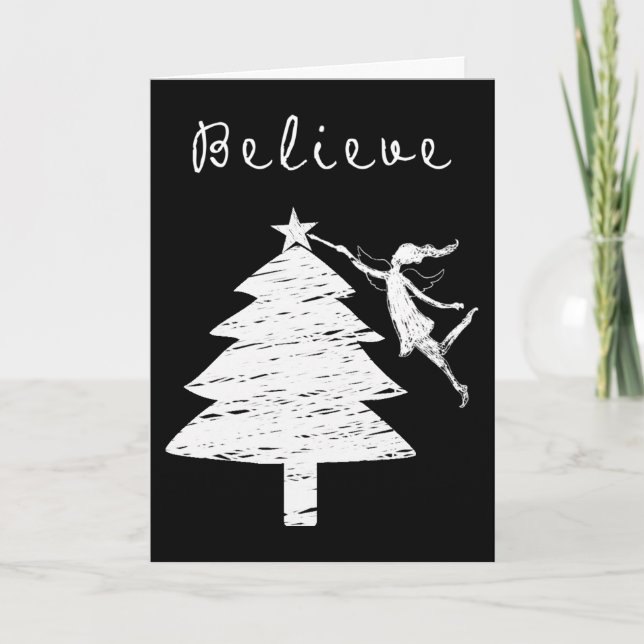 Tarjeta Festiva Creer Navidades de hadas de arte (Anverso)