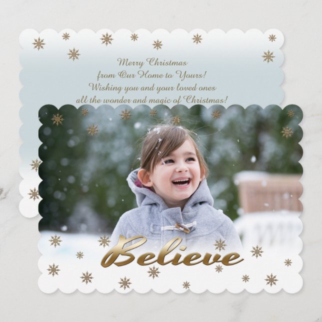 Tarjeta Festiva Creer. Navidades fotográficos personalizados plano (Anverso / Reverso)