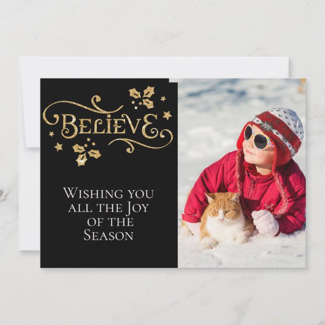 Tarjeta Festiva CREER /Navidades/tarjeta de dos caras/oro y negro (Anverso)