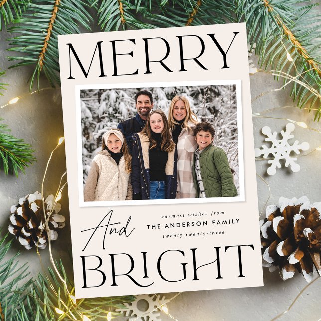 Tarjeta Festiva Crema de instantánea moderna con fotos brillantes  (Subido por el creador)