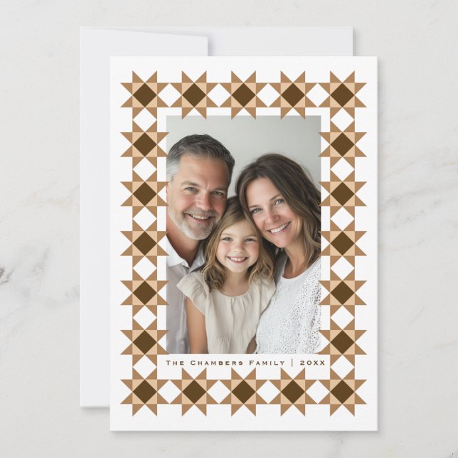 Tarjeta Festiva Crema de marco de estrella nórdica (Anverso)