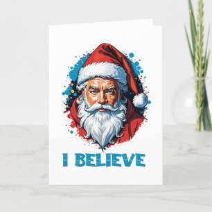 Tarjeta Festiva Creo en Santa Claus Diseño con Estilo Grafiti