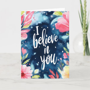 Tarjeta Festiva Creo en ti flores acuarela