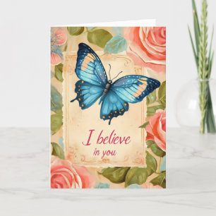 Tarjeta Festiva Creo en ti mariposa retro