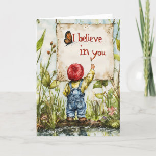 Tarjeta Festiva Creo en ti niño retro