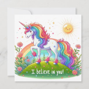 Tarjeta Festiva Creo en ti unicorn