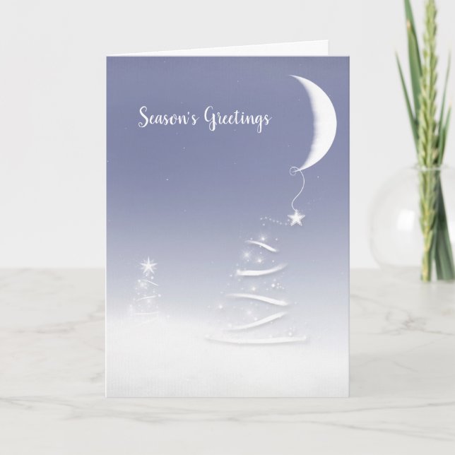 Tarjeta Festiva Crescent Moon de los saludos de temporada (Anverso)