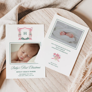 Tarjeta Festiva Crest de osito de peluche lindo para la primera Na