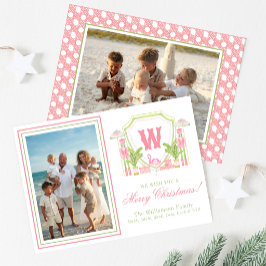 Tarjeta Festiva Cresta de Monograma de Cascanueces de Palm Beach R