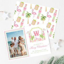 Tarjeta Festiva Cresta de Monograma de Cascanueces de Palm Beach R