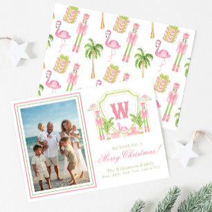 Tarjeta Festiva Cresta de Monograma de Cascanueces de Palm Beach R