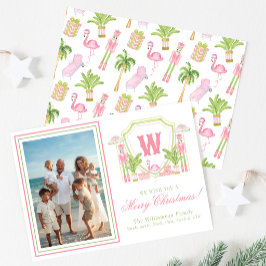Tarjeta Festiva Cresta de Monograma de Cascanueces de Palm Beach R