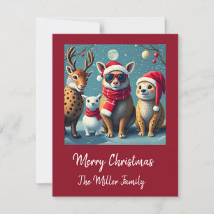 Tarjeta Festiva Criaturas navideñas disfrazadas de Navidades