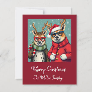 Tarjeta Festiva Criaturas navideñas disfrazadas de Navidades