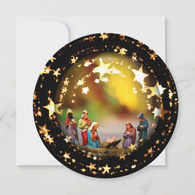 Tarjeta Festiva Crib Natividad Virgen María Jesús Navidades Estrel (Anverso)