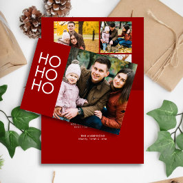 Tarjeta Festiva Crimson Red "HO HO HO HO"
