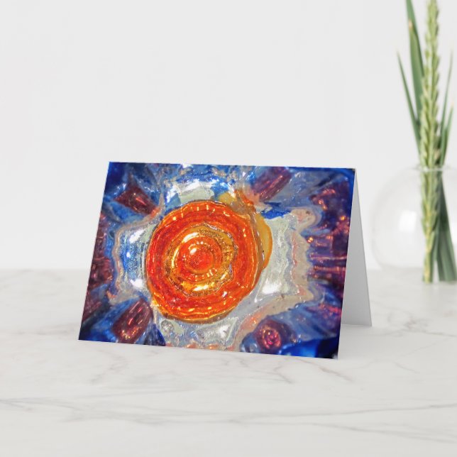 Tarjeta Festiva Cristal de arte Cosmos explosivo - Sol Naranja Van (Anverso)