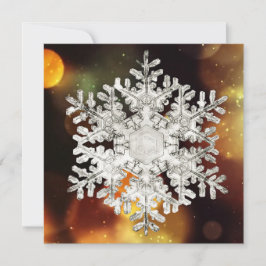 Tarjeta Festiva Cristal de copo de nieve con destellos de plata y