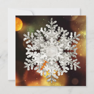 Tarjeta Festiva Cristal de copo de nieve con destellos de plata y 