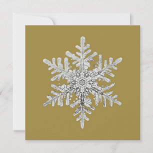 Tarjeta Festiva Cristal de copo de nieve plateado brillante sobre 
