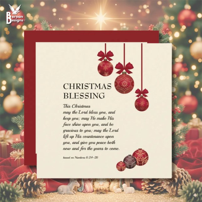Tarjeta Festiva cristiano | QUE JEHOVAH TE BENDIGA | NAVIDADES (Festive CHRISTMAS BLESSING greeting card based on Numbers 6)