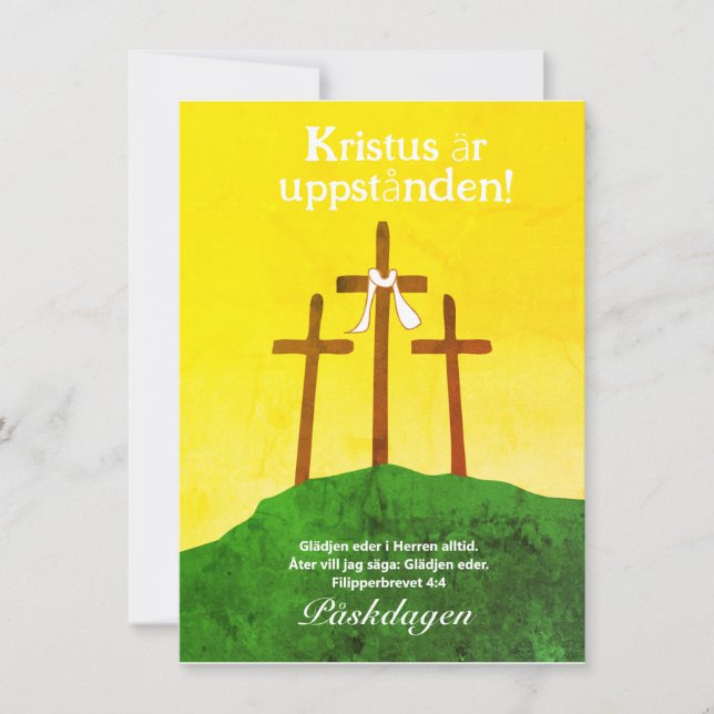 Tarjeta Festiva Cristiano religioso de Pascua de Suecia (Anverso)