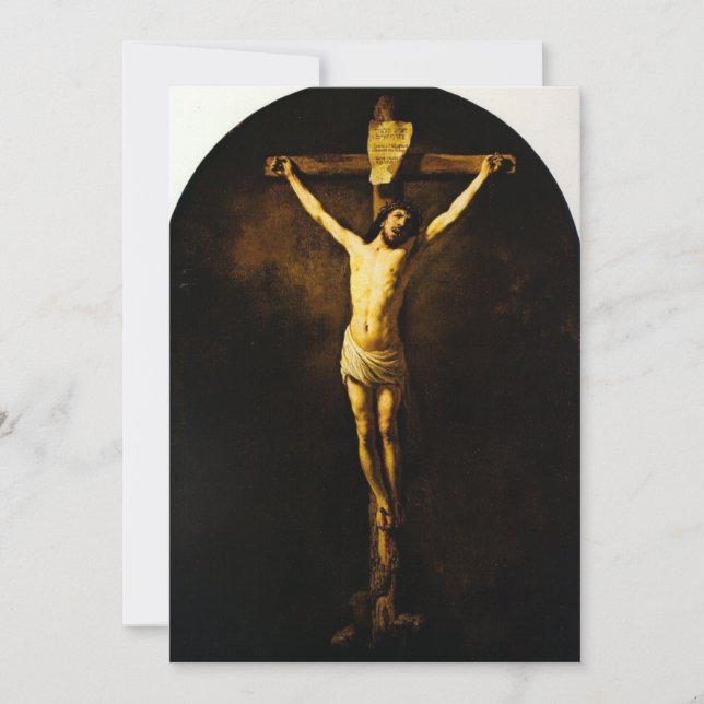 Tarjeta Festiva Cristo cruzado por Rembrandt (Anverso)
