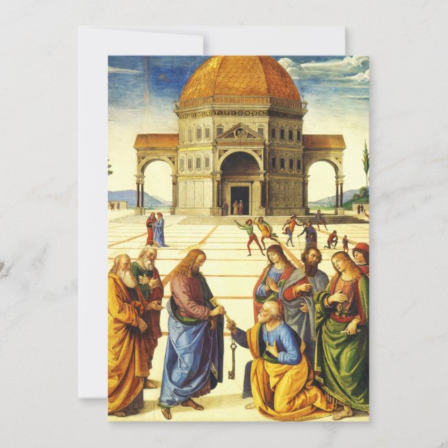 Tarjeta Festiva Cristo dando las llaves a San Pedro (Anverso)