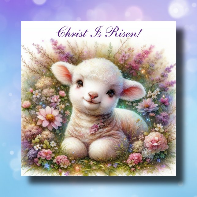 Tarjeta Festiva Cristo es cristiano floral de cordero de Pascua (Subido por el creador)