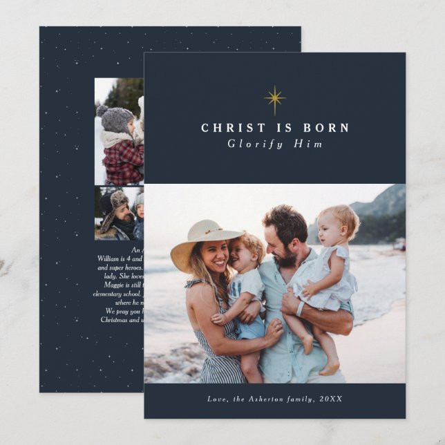 Tarjeta Festiva Cristo es el collage de Navidades religiosos nativ (Anverso / Reverso)