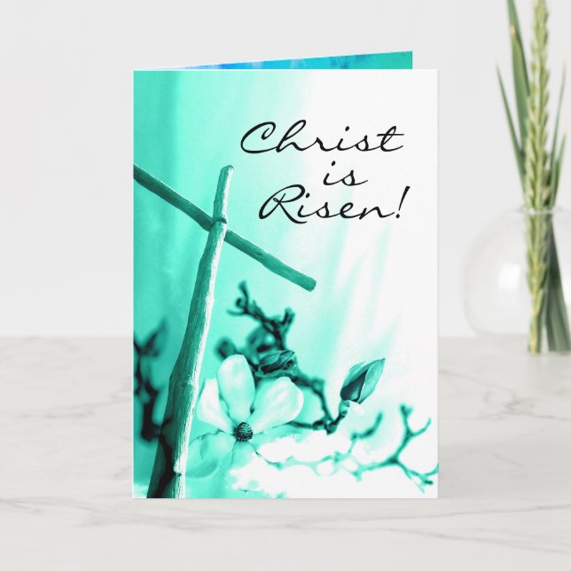 Tarjeta Festiva Cristo es la Cruz de Saludos y Flores de Risen Pas (Anverso)