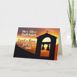 Tarjeta Festiva Cristo está en pie Mateo 28:5-6 Verso de la Biblia