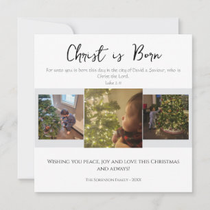 Tarjeta Festiva Cristo ha nacido Foto de Verso Bíblico Moderno de