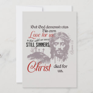 Tarjeta Festiva Cristo murió por nosotros Romanos 5:8