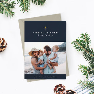 Tarjeta Festiva Cristo nace glorificarlo Navidades religiosos