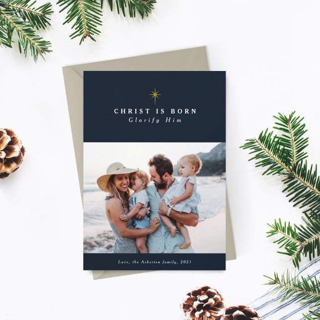 Tarjeta Festiva Cristo nace glorificarlo Navidades religiosos (Subido por el creador)