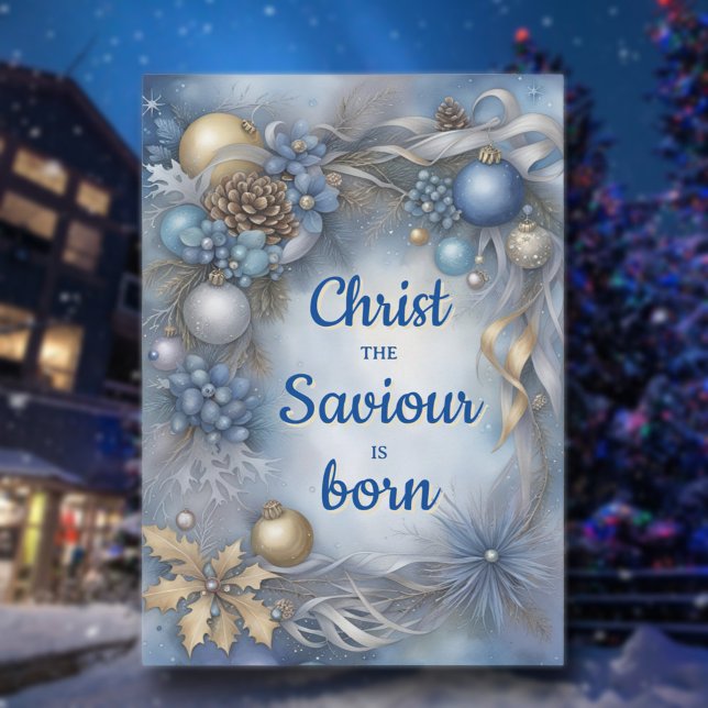 Tarjeta Festiva Cristo salvador Navidades botánicos cristianos (Subido por el creador)