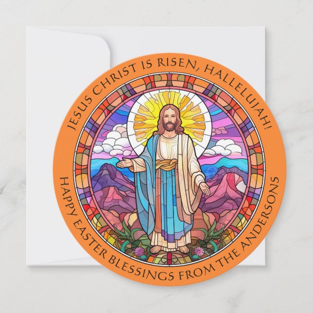 Tarjeta Festiva Cristo se levanta bendiciones religiosas de Pascua (Anverso)