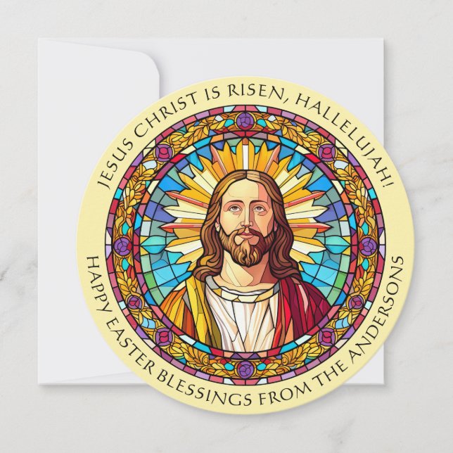 Tarjeta Festiva Cristo se levanta Pascua religiosa y católica (Anverso)