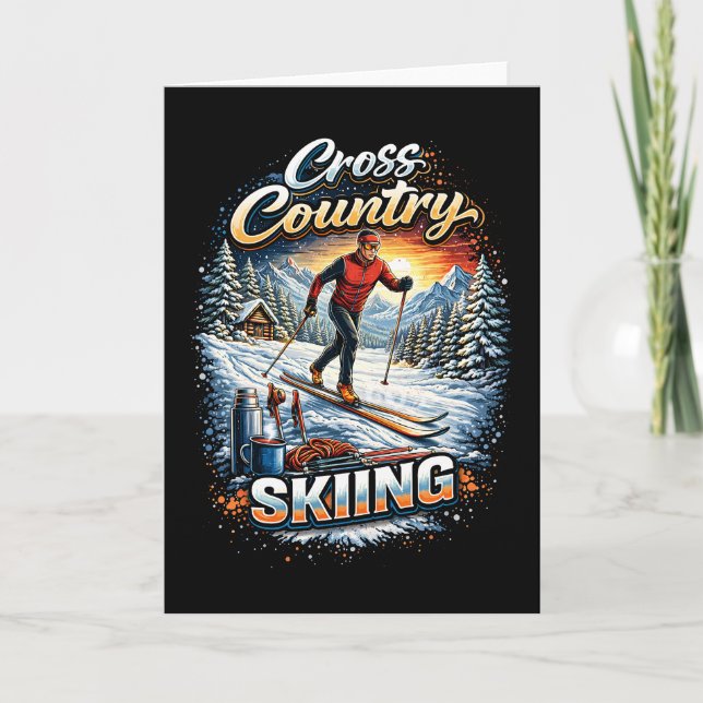 Tarjeta Festiva Cross Country Skiing (Anverso)